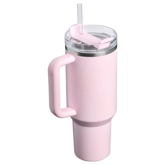 Glow-in-the-Dark Spiderweb Pink Tumbler