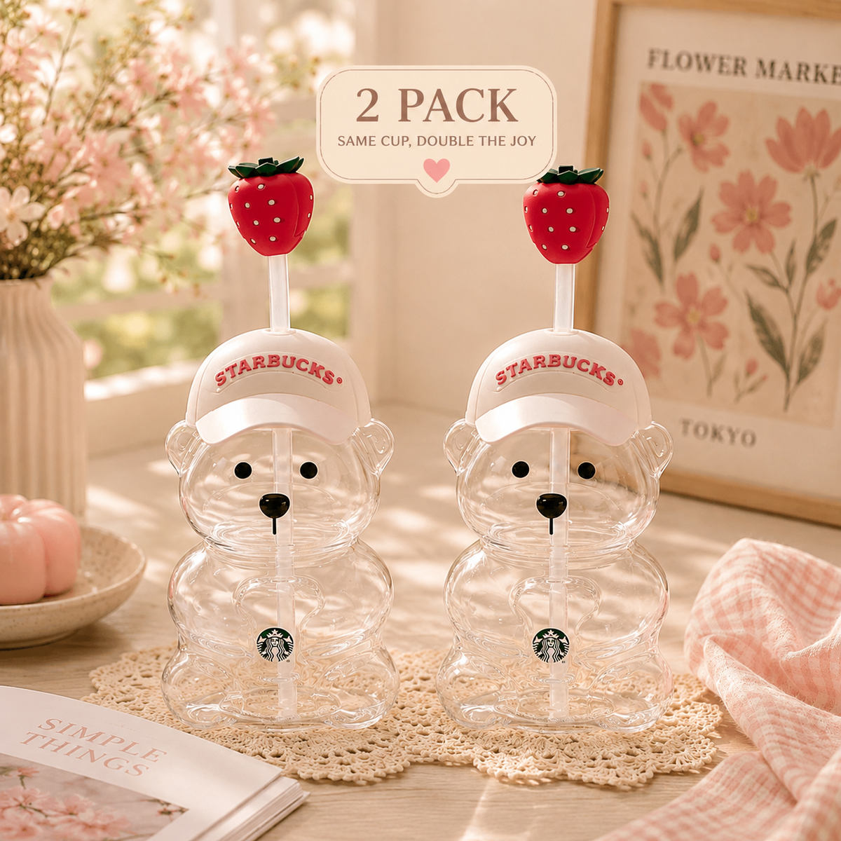 Starbucks Strawberry Bear Cup 2 Pack