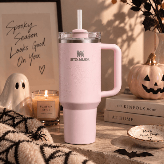 Glow-in-the-Dark Spiderweb Pink Tumbler